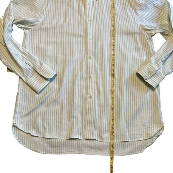 Ike Behar Men's Green White Pinstripe Dress Shirt Size Large - Picture 10 of 10